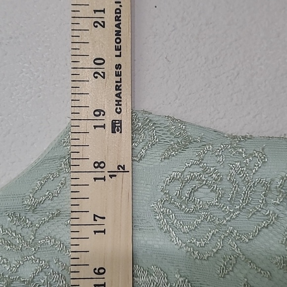 Formal Maxi Dress Matching Blazer Pastel Sea Foam Green Lace High Crew Neck - Picture 4 of 15